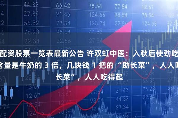 配资股票一览表最新公告 许双虹中医：入秋后使劲吃！钙含量是牛奶的 3 倍，几块钱 1 把的 “助长菜”，人人吃得起