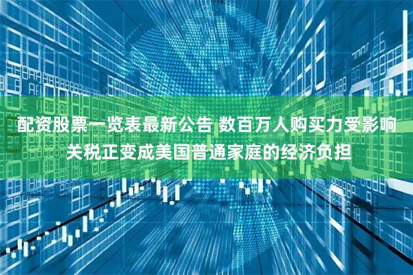 配资股票一览表最新公告 数百万人购买力受影响 关税正变成美国普通家庭的经济负担