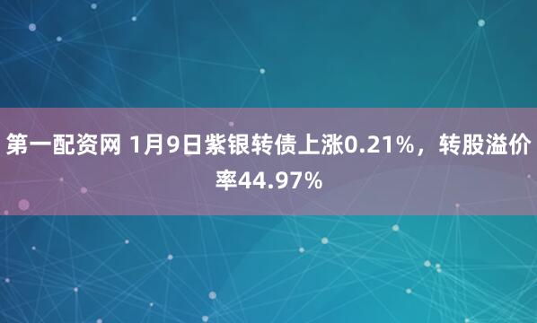 第一配资网 1月9日紫银转债上涨0.21%，转股溢价率44.97%